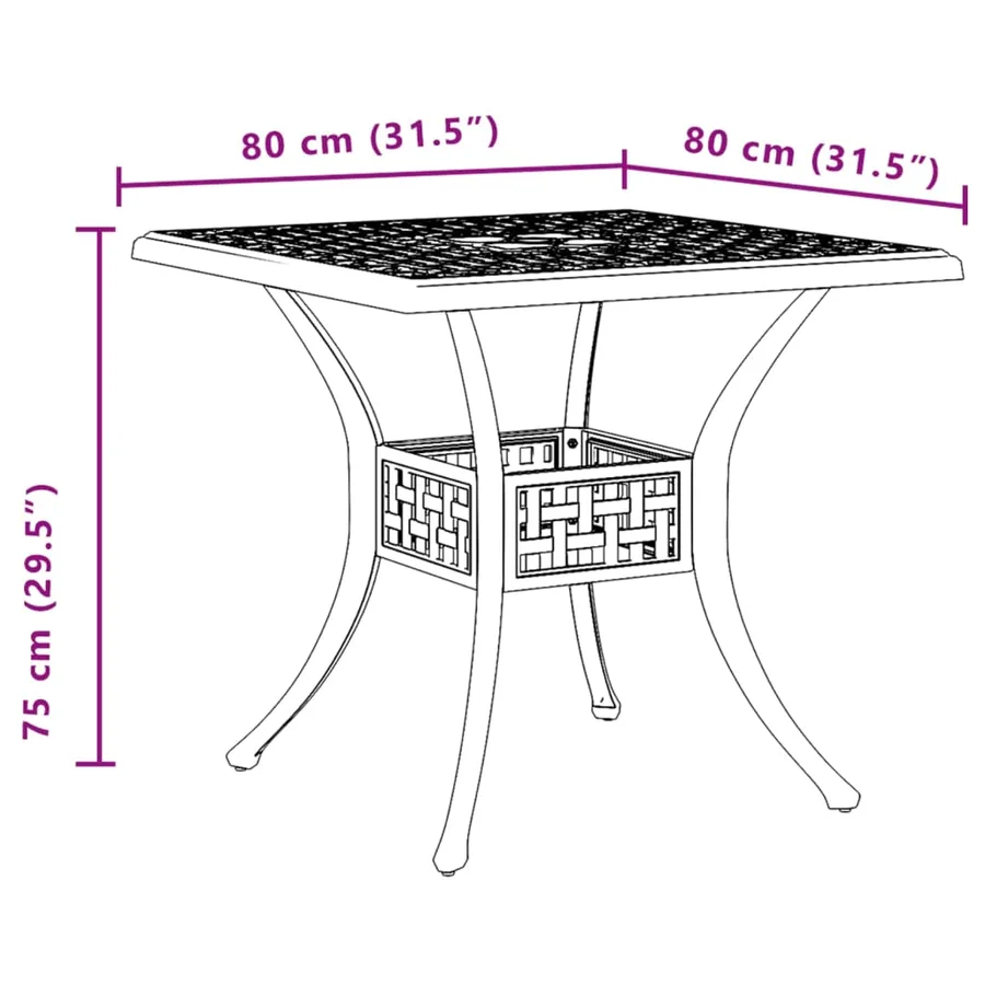 Table de jardin blanc 80x80x75 cm aluminium coulé - 11