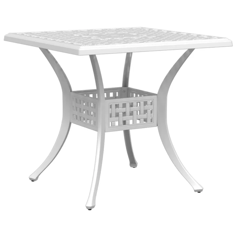 Table de jardin blanc 80x80x75 cm aluminium coulé - 2