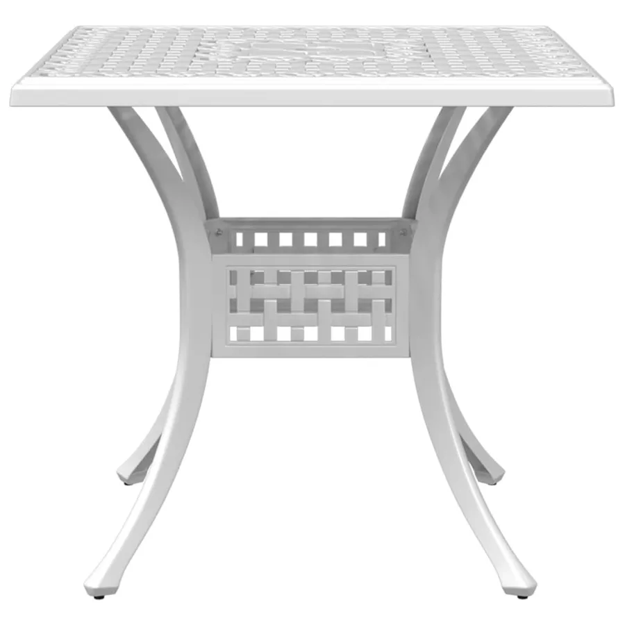 Table de jardin blanc 80x80x75 cm aluminium coulé - 5