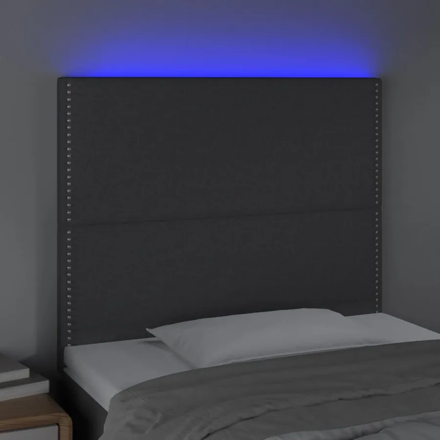 Tête de lit à LED Gris foncé 90x5x118/128 cm Tissu - 3