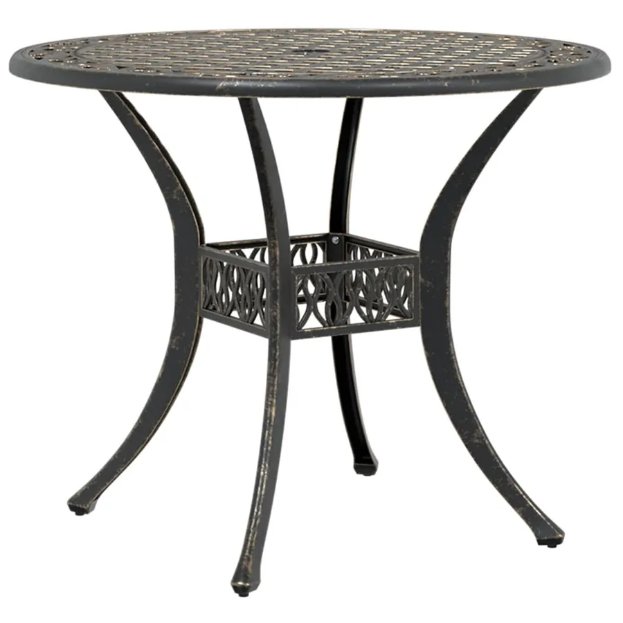 Table de jardin bronze Ø90x75 cm aluminium coulé - 2