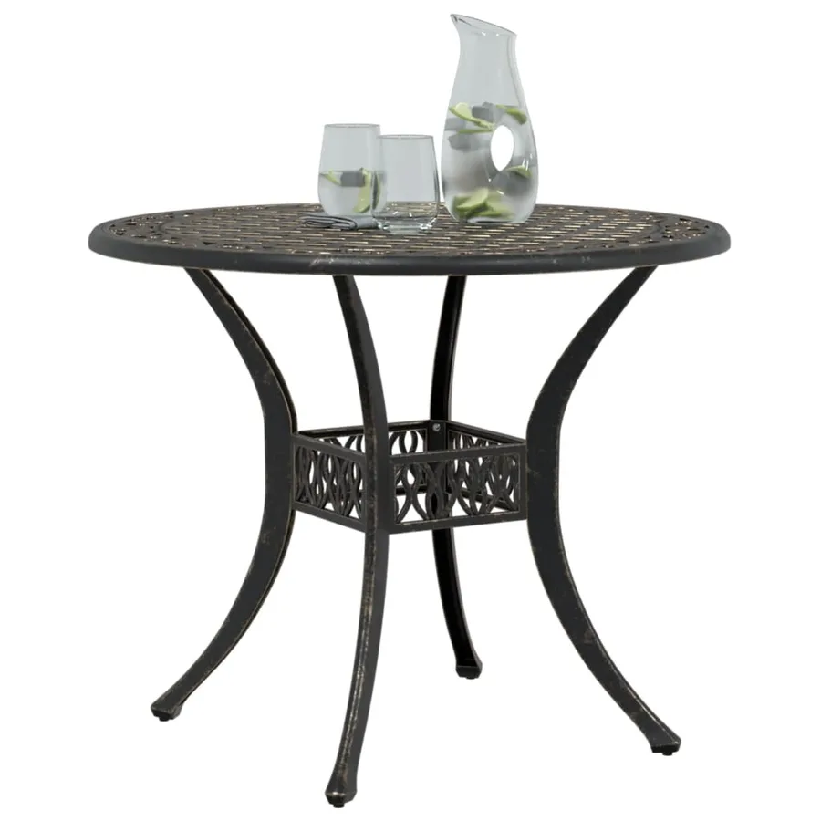 Table de jardin bronze Ø90x75 cm aluminium coulé - 4