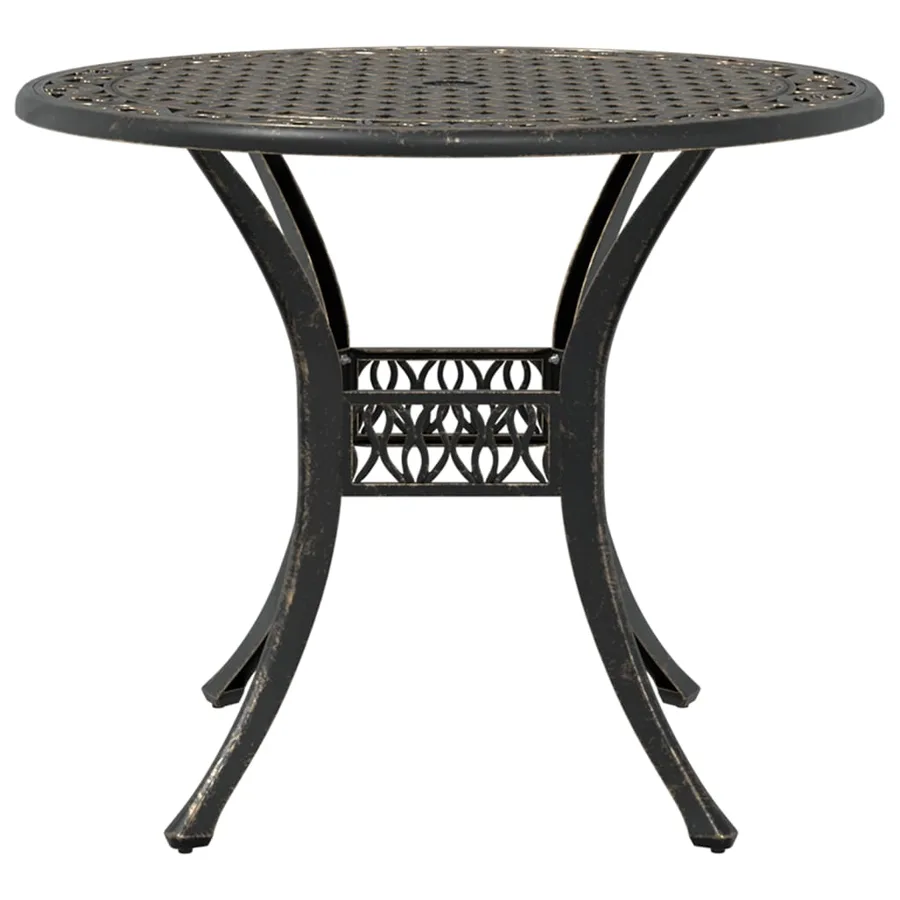 Table de jardin bronze Ø90x75 cm aluminium coulé - 5