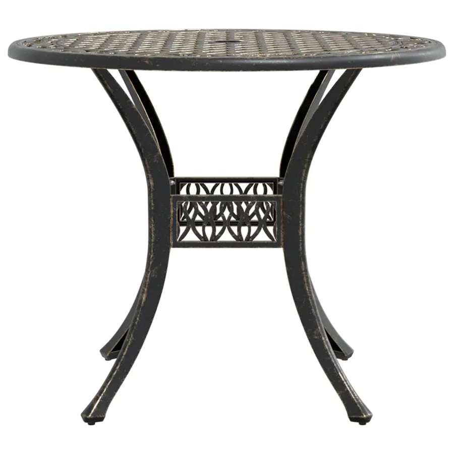 Table de jardin bronze Ø90x75 cm aluminium coulé - 6