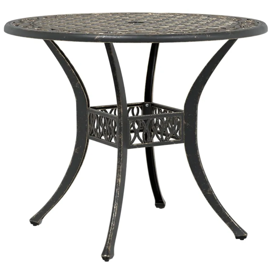Table de jardin bronze Ø90x75 cm aluminium coulé - 7