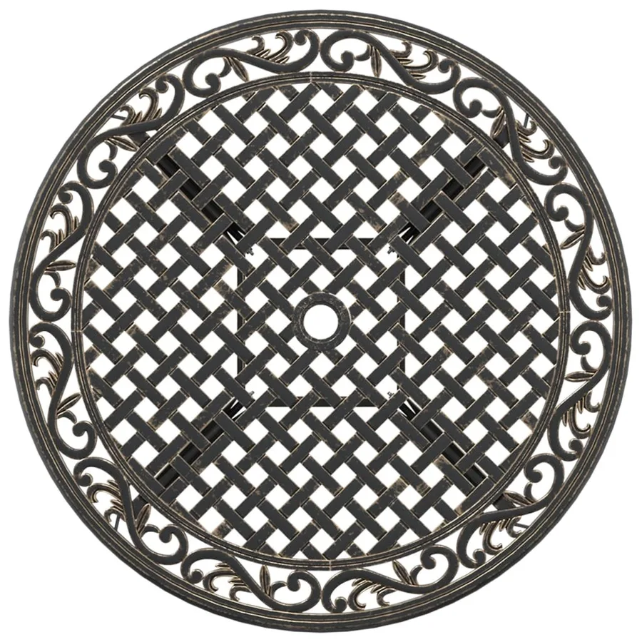 Table de jardin bronze Ø90x75 cm aluminium coulé - 8