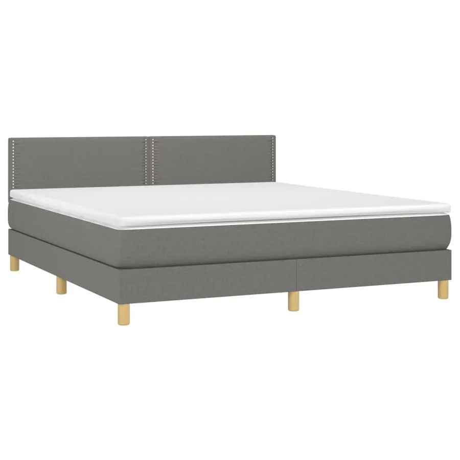 Sommier à lattes de lit et matelas et LED Gris foncé 180x200 cm - 4