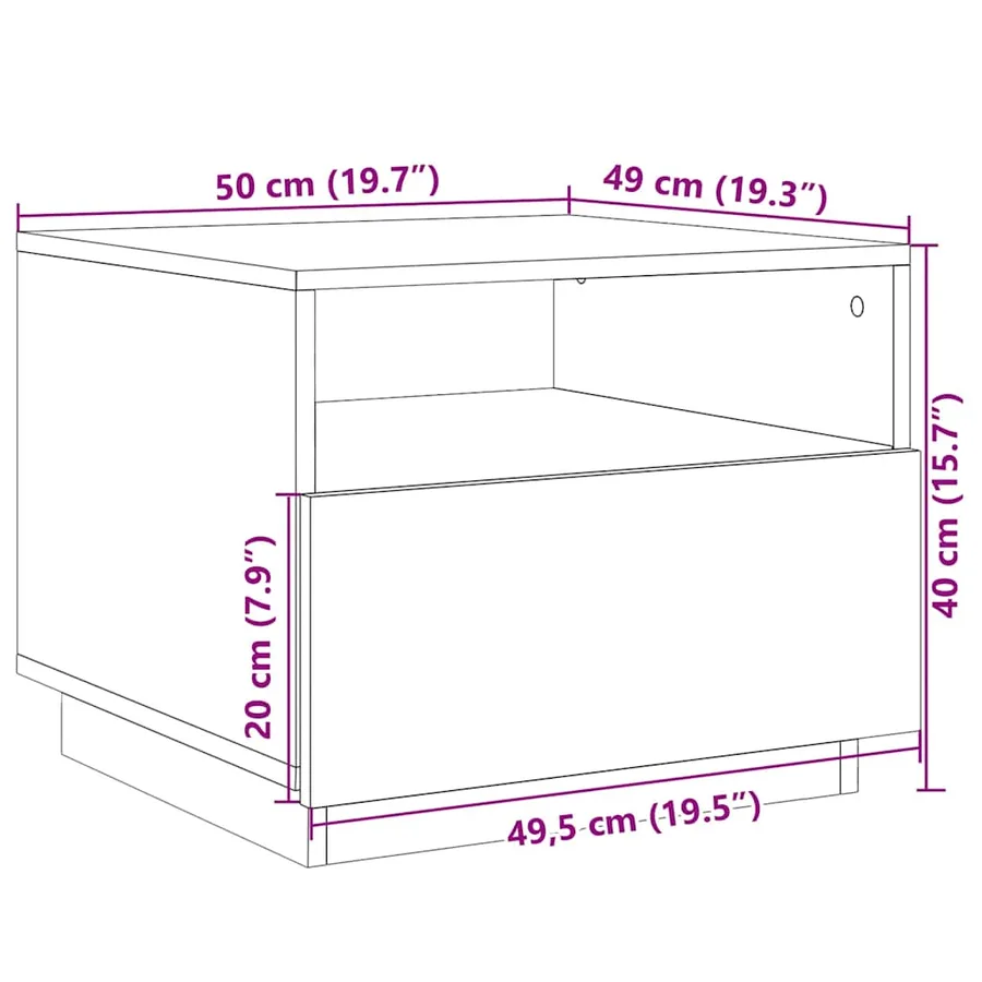 Table basse avec lumières LED chêne fumé 50x49x40 cm - 15