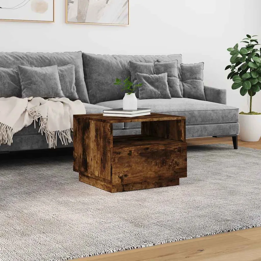 Table basse avec lumières LED chêne fumé 50x49x40 cm - 4