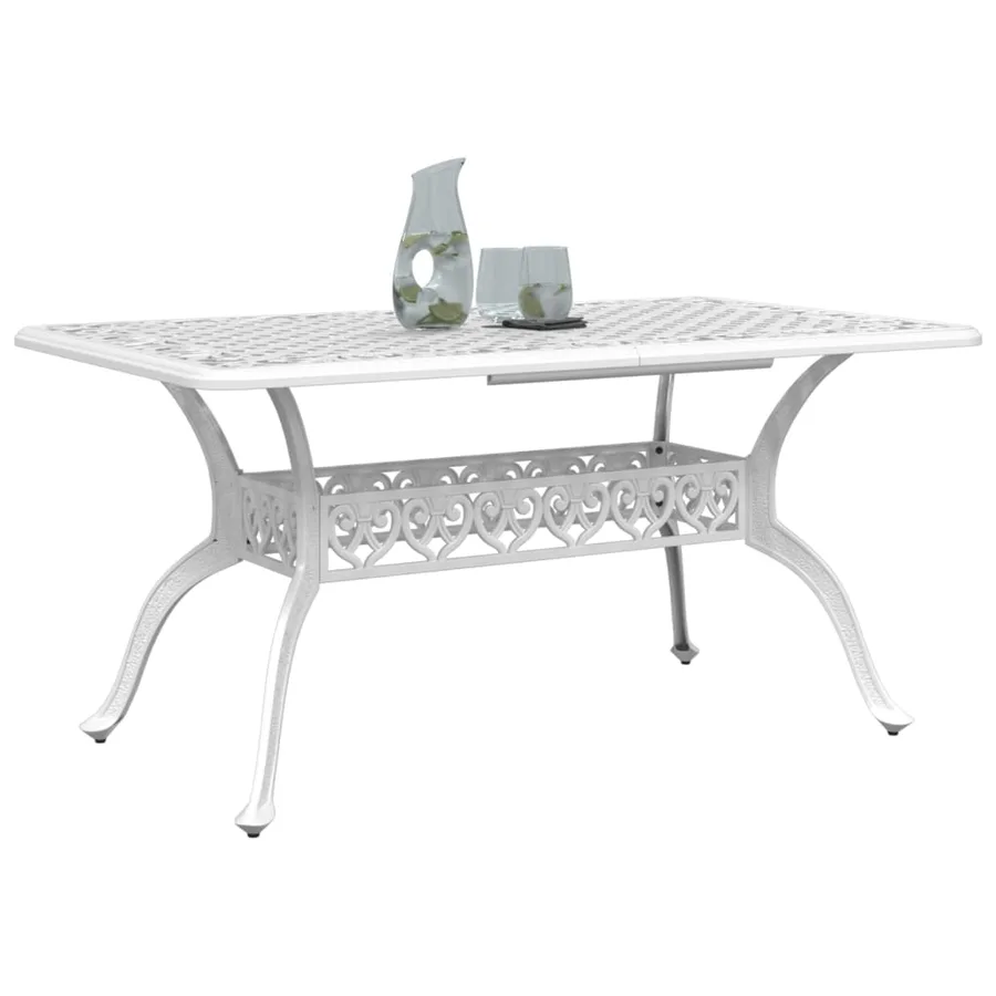 Table de jardin blanc 150x90x72 cm aluminium coulé - 4