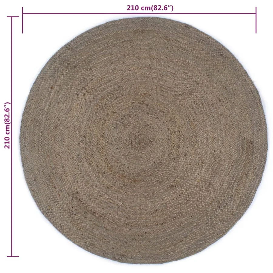 Tapis fait à la main Jute Rond 210 cm Gris - 6