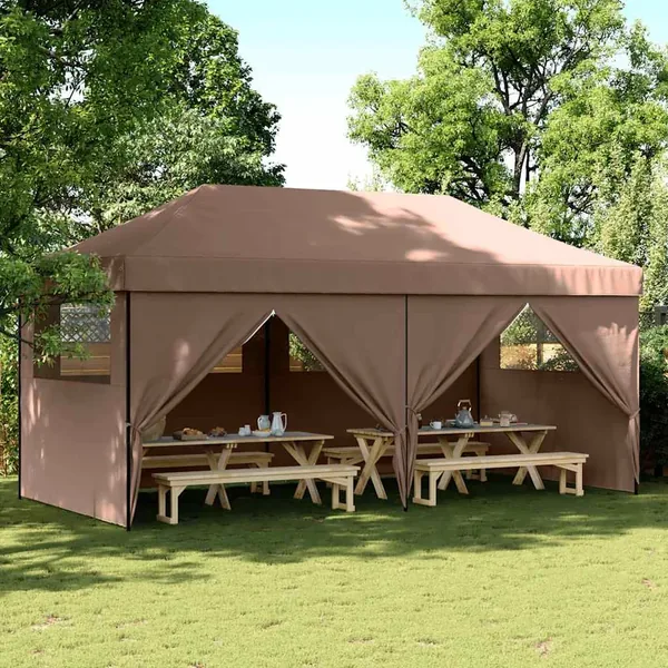 Tente de réception pliable escamotable avec 4 parois latérales