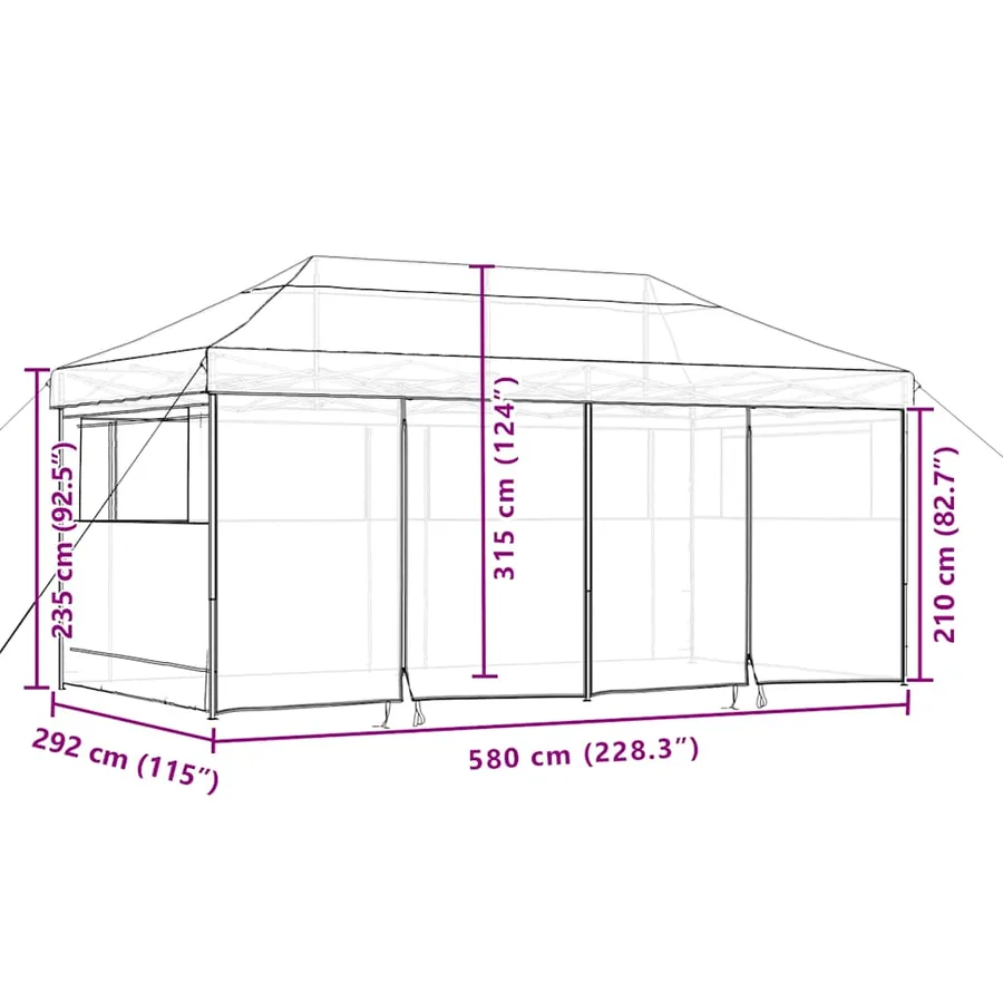 Tente de réception pliable escamotable avec 4 parois latérales - 8