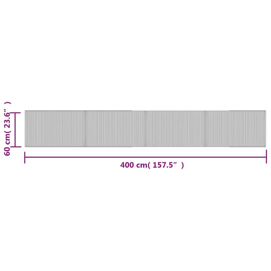 Tapis rectangulaire gris 60x400 cm bambou - 8