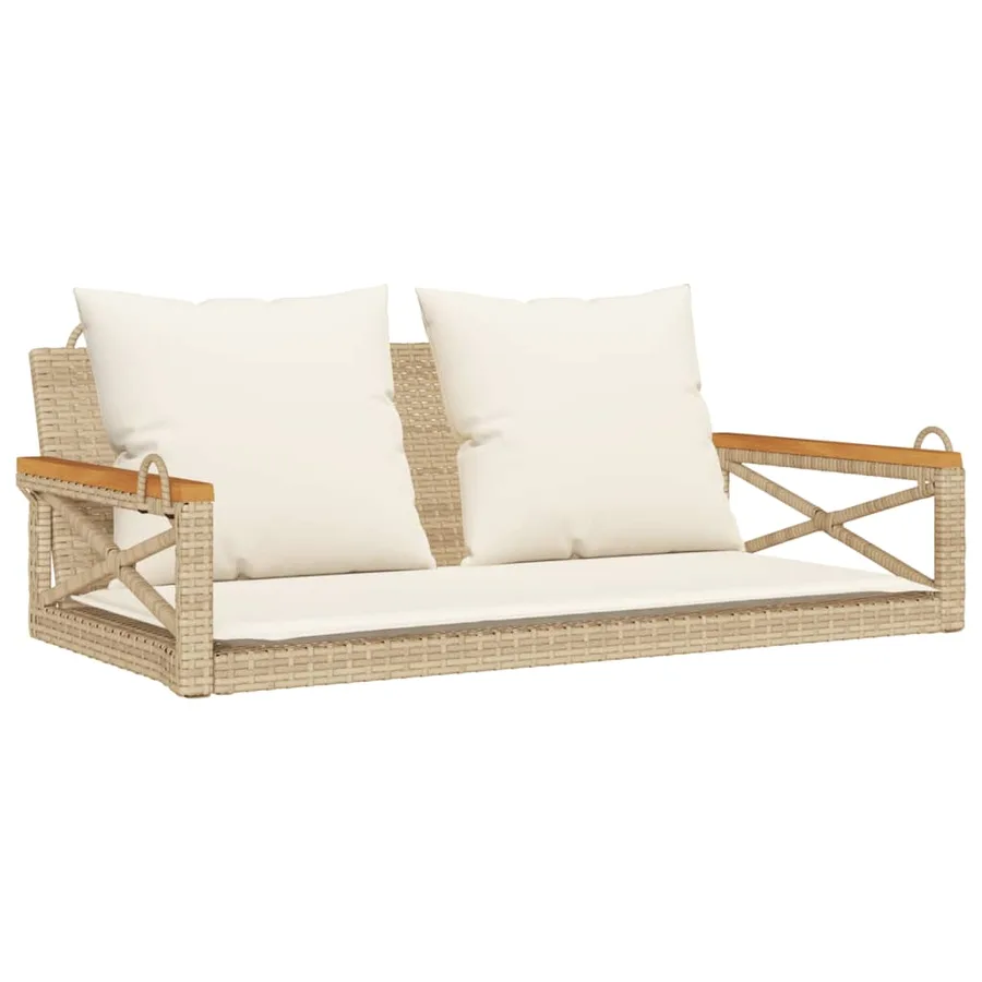 Balancelle avec coussins beige 109x62x40 cm résine tressée - 2