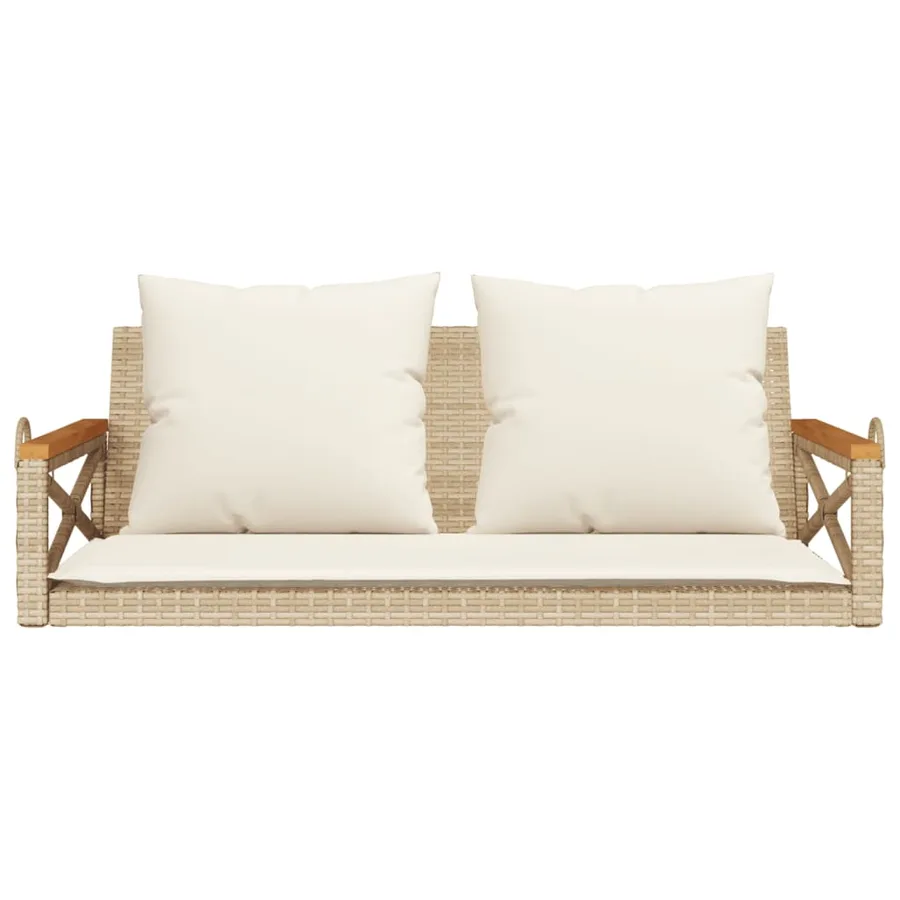 Balancelle avec coussins beige 109x62x40 cm résine tressée - 4