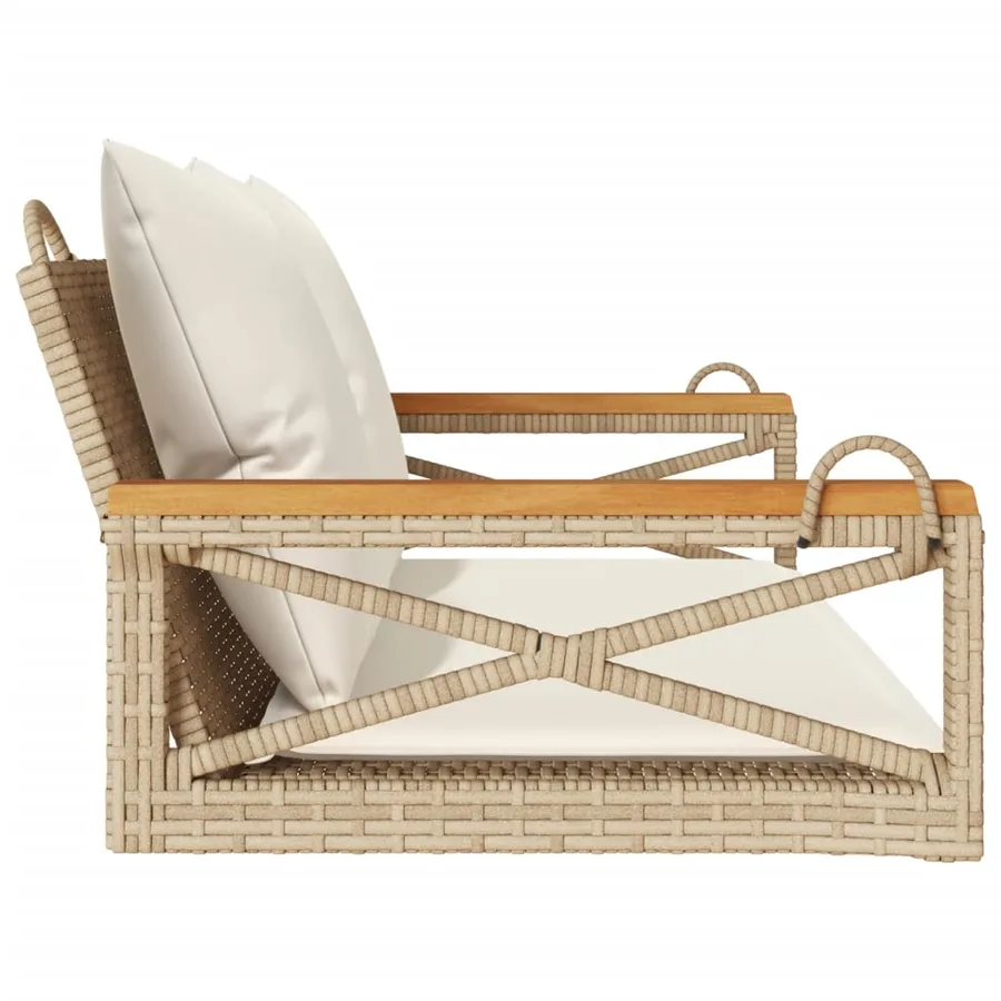 Balancelle avec coussins beige 109x62x40 cm résine tressée - 5