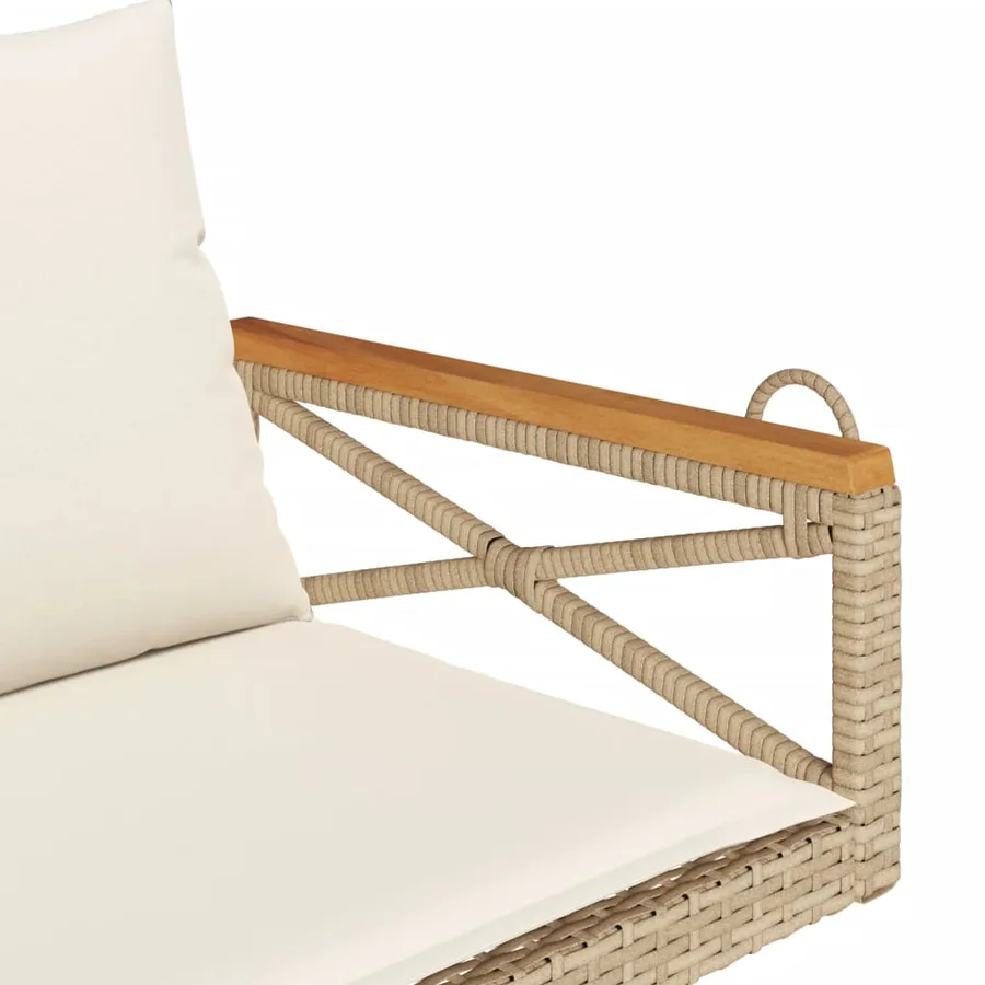 Balancelle avec coussins beige 109x62x40 cm résine tressée - 7