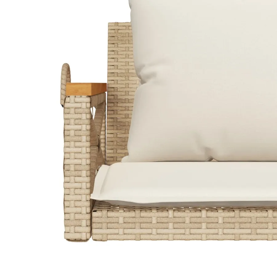 Balancelle avec coussins beige 109x62x40 cm résine tressée - 8