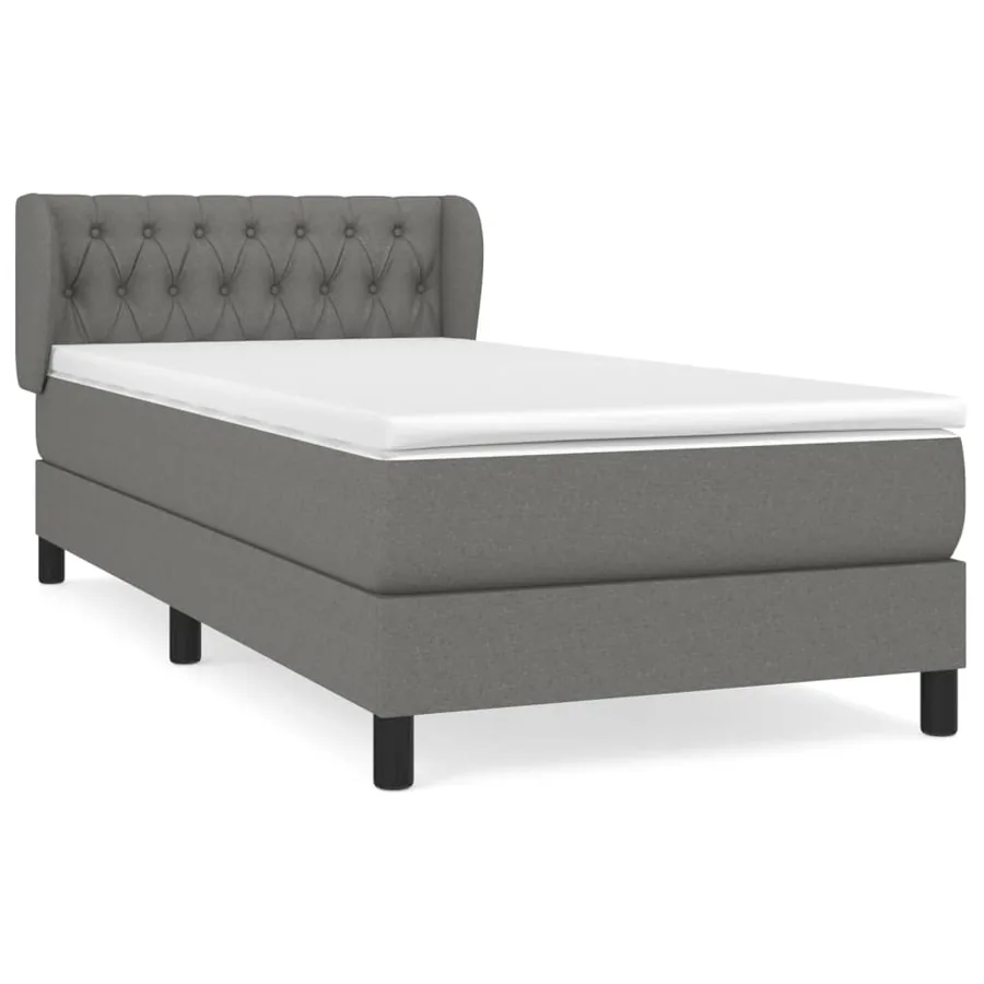 Sommier à lattes de lit avec matelas Gris foncé 90x200 cm Tissu - 2