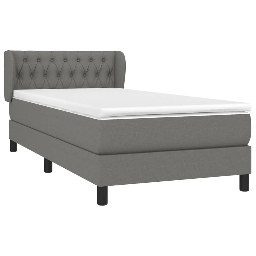 Sommier à lattes de lit avec matelas Gris foncé 90x200 cm Tissu - 3