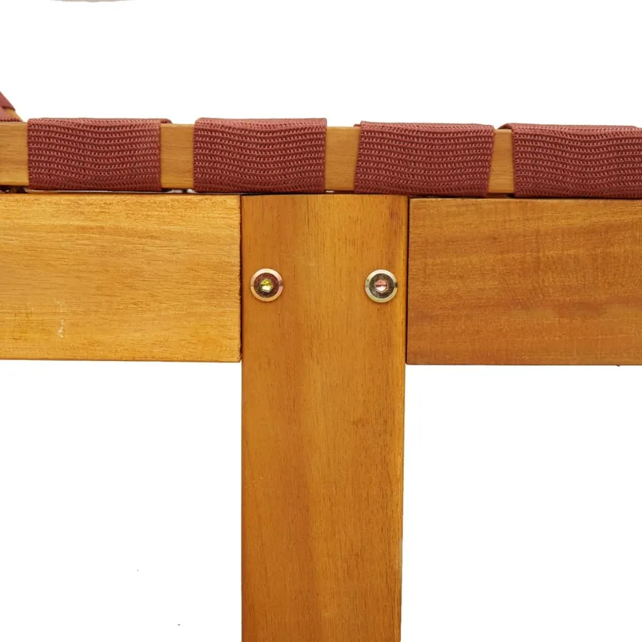 Chaises longues avec table rouge bois d'acacia solide et tissu - 6