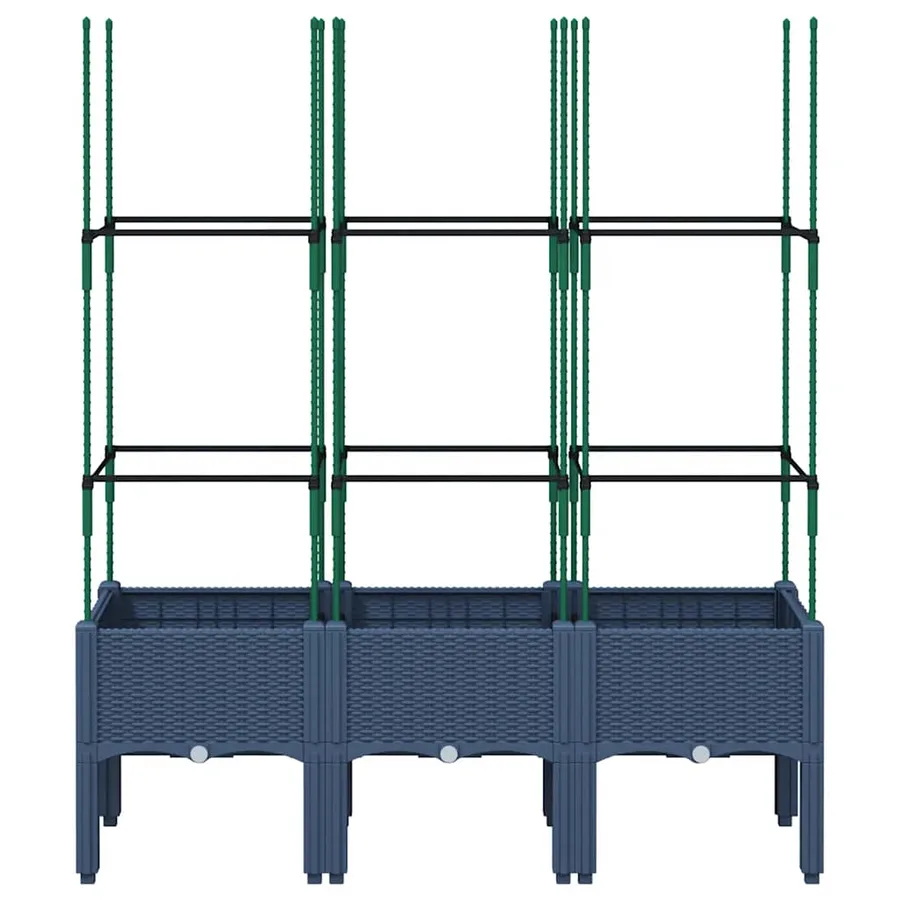 Jardinière avec treillis bleu gris 120x40x142,5 cm PP - 3