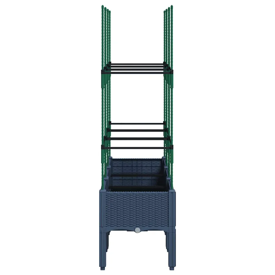 Jardinière avec treillis bleu gris 120x40x142,5 cm PP - 4