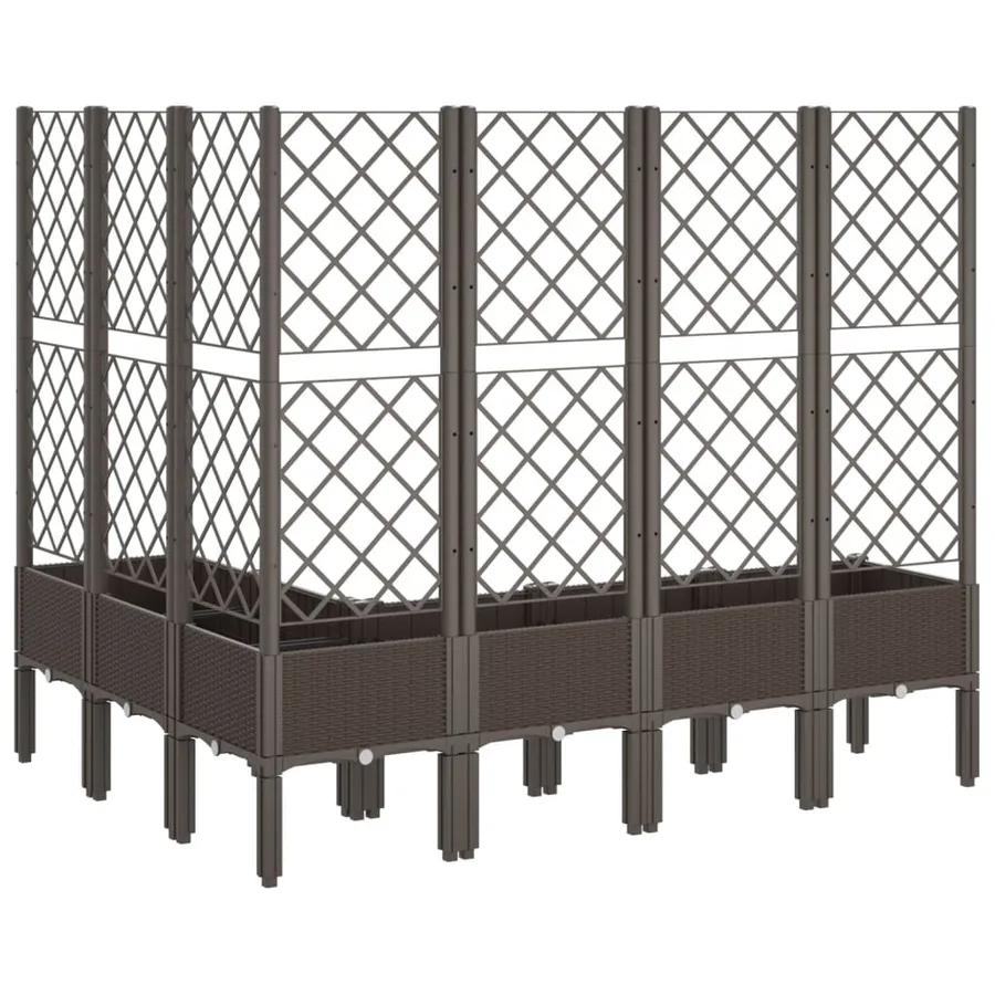 Jardinière avec treillis marron 160x120x142 cm PP - 5