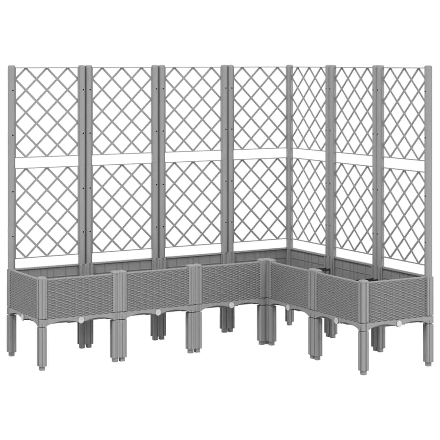 Jardinière avec treillis gris clair 160x120x142 cm PP - 2