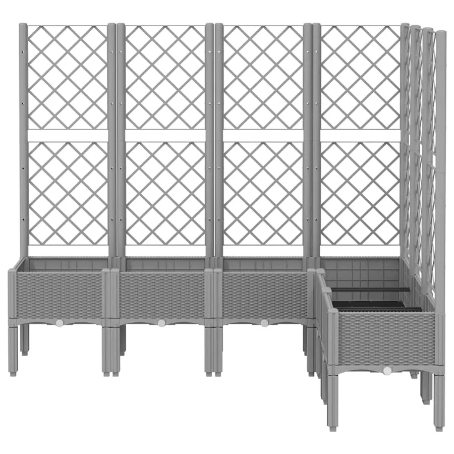Jardinière avec treillis gris clair 160x120x142 cm PP - 3