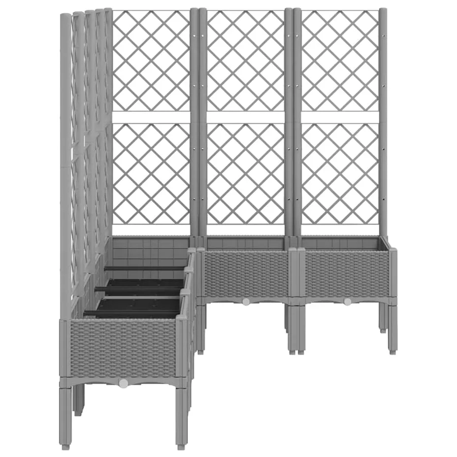 Jardinière avec treillis gris clair 160x120x142 cm PP - 4
