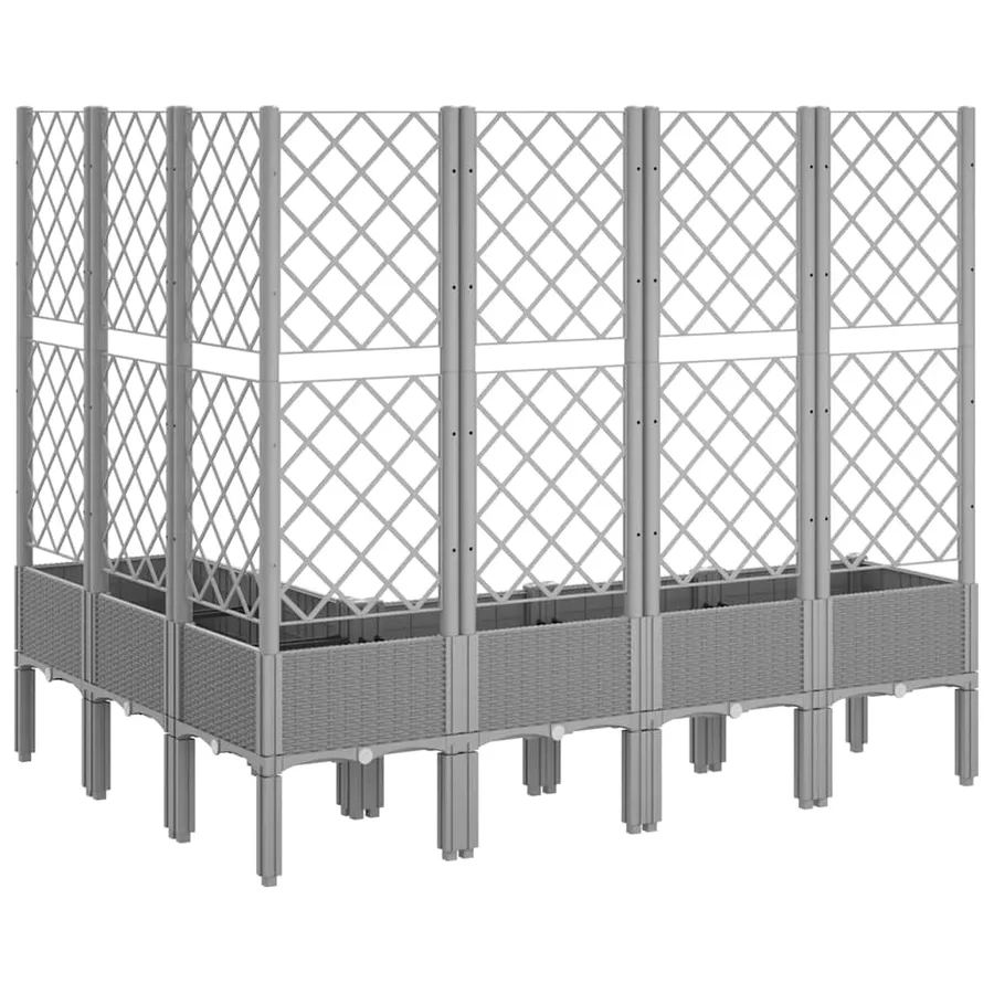 Jardinière avec treillis gris clair 160x120x142 cm PP - 5
