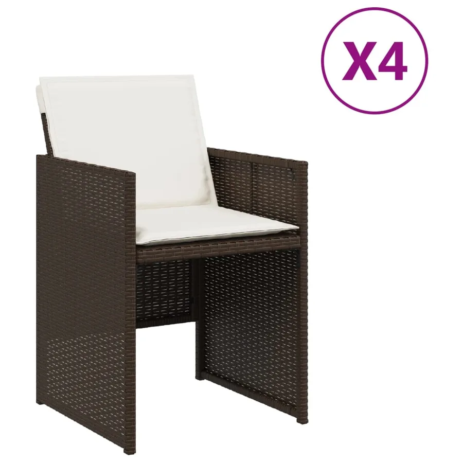 Chaises de jardin avec coussins lot de 4 marron résine tressée - 2