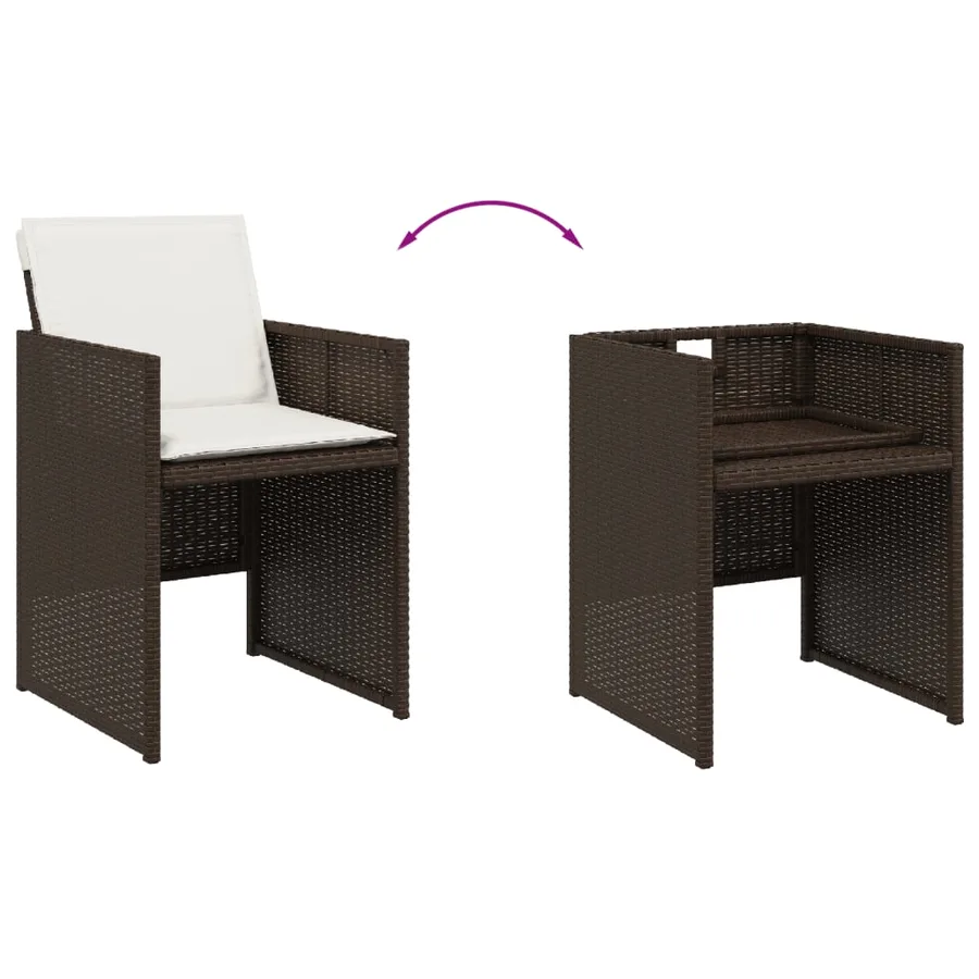 Chaises de jardin avec coussins lot de 4 marron résine tressée - 8
