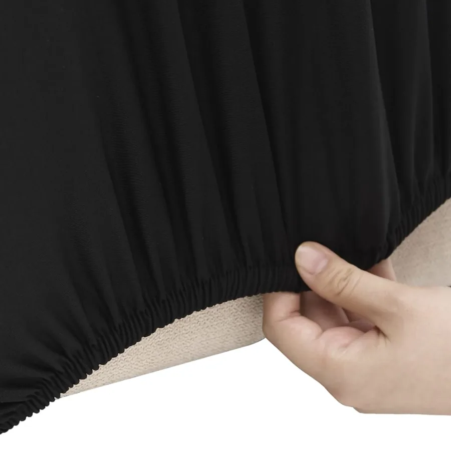 Housse extensible de canapé 2 places Noir Jersey de polyester - 3