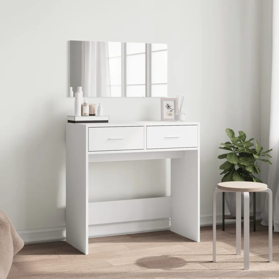 Coiffeuse avec miroir blanc 80x39x80 cm - 3
