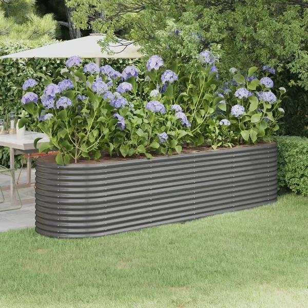 Lit surélevé de jardin Acier galvanisé 296x80x68 cm gris