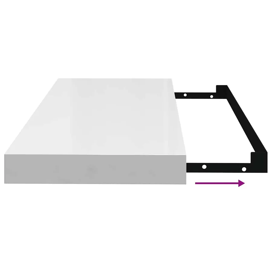 Étagère murale flottante Blanc brillant 60x23,5x3,8 cm MDF - 10