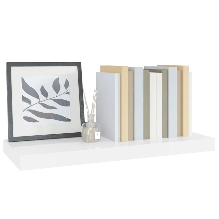 Étagère murale flottante Blanc brillant 60x23,5x3,8 cm MDF - 5