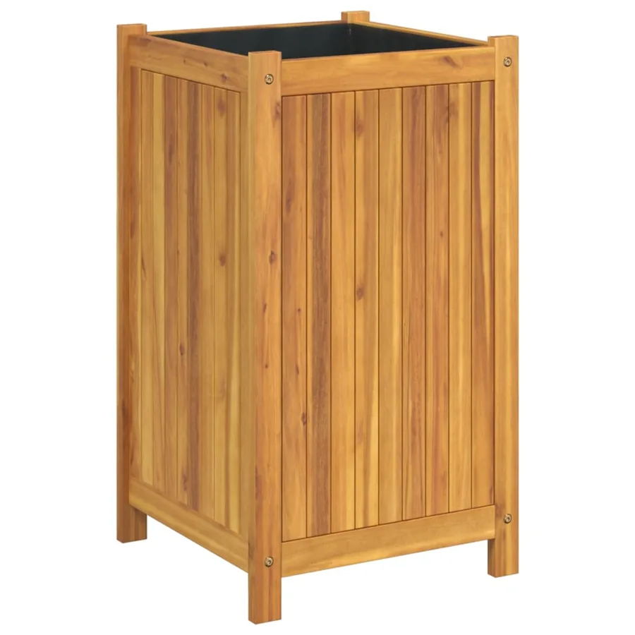 Jardinière avec doublure 42x42x75 cm bois massif d'acacia - 2