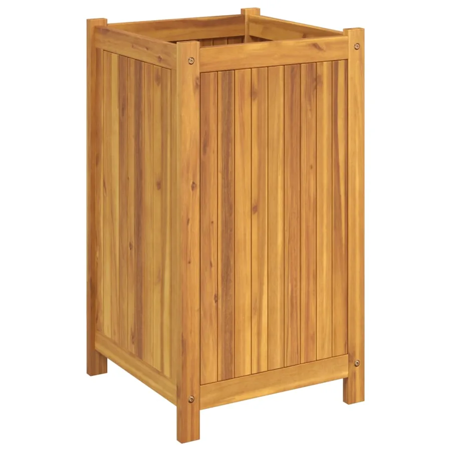 Jardinière avec doublure 42x42x75 cm bois massif d'acacia - 5