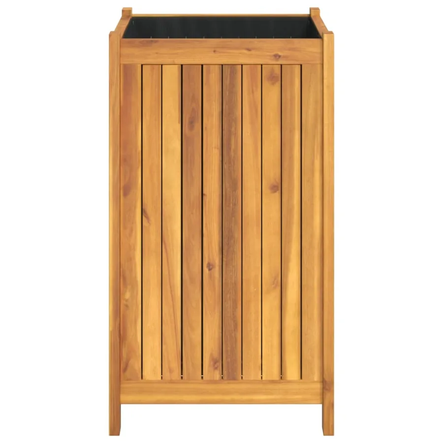Jardinière avec doublure 42x42x75 cm bois massif d'acacia - 6