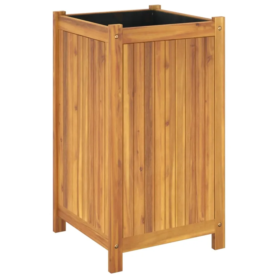 Jardinière avec doublure 42x42x75 cm bois massif d'acacia - 7