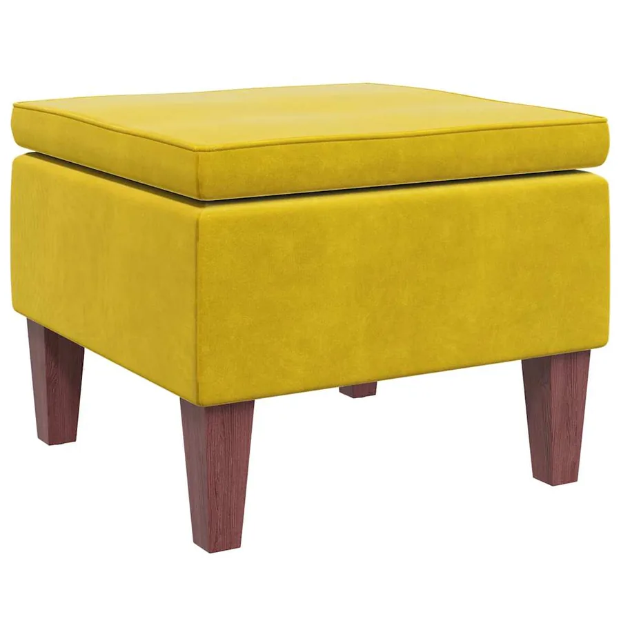Tabouret avec pieds en bois Jaune Velours - 2