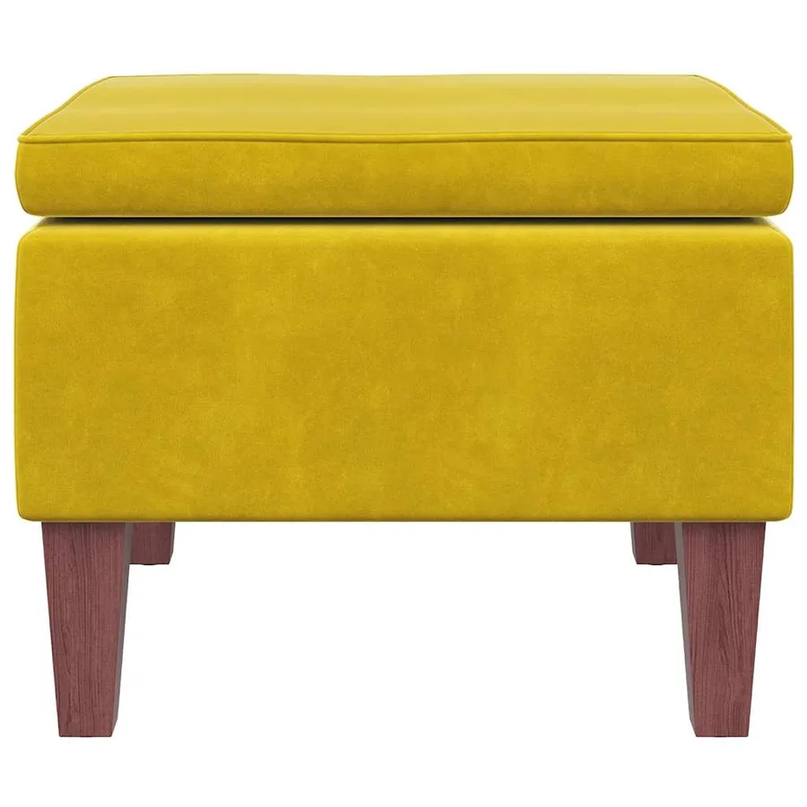 Tabouret avec pieds en bois Jaune Velours - 3