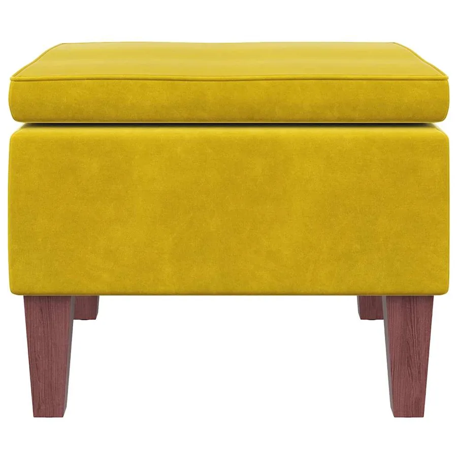 Tabouret avec pieds en bois Jaune Velours - 4