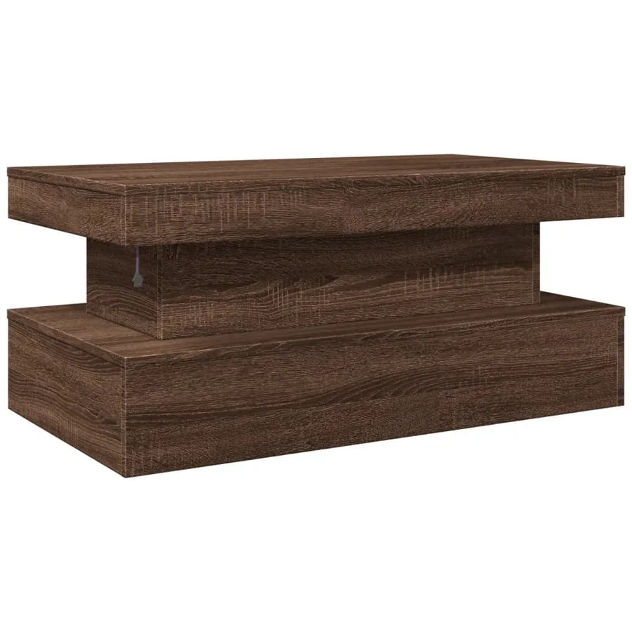 Table basse avec lumières LED chêne marron 90x50x40 cm - 9