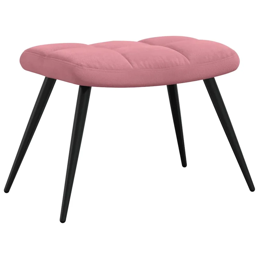 Chaise de relaxation avec tabouret Rose Velours - 8
