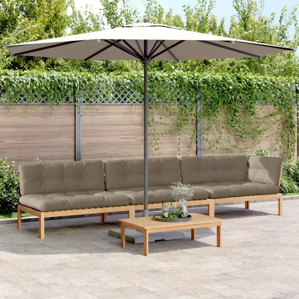 Salon palette de jardin avec coussins 4pcs bois d'acacia massif